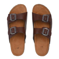 Mens Arizona Brown Leather Slippers