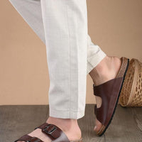 Mens Arizona Brown Leather Slippers